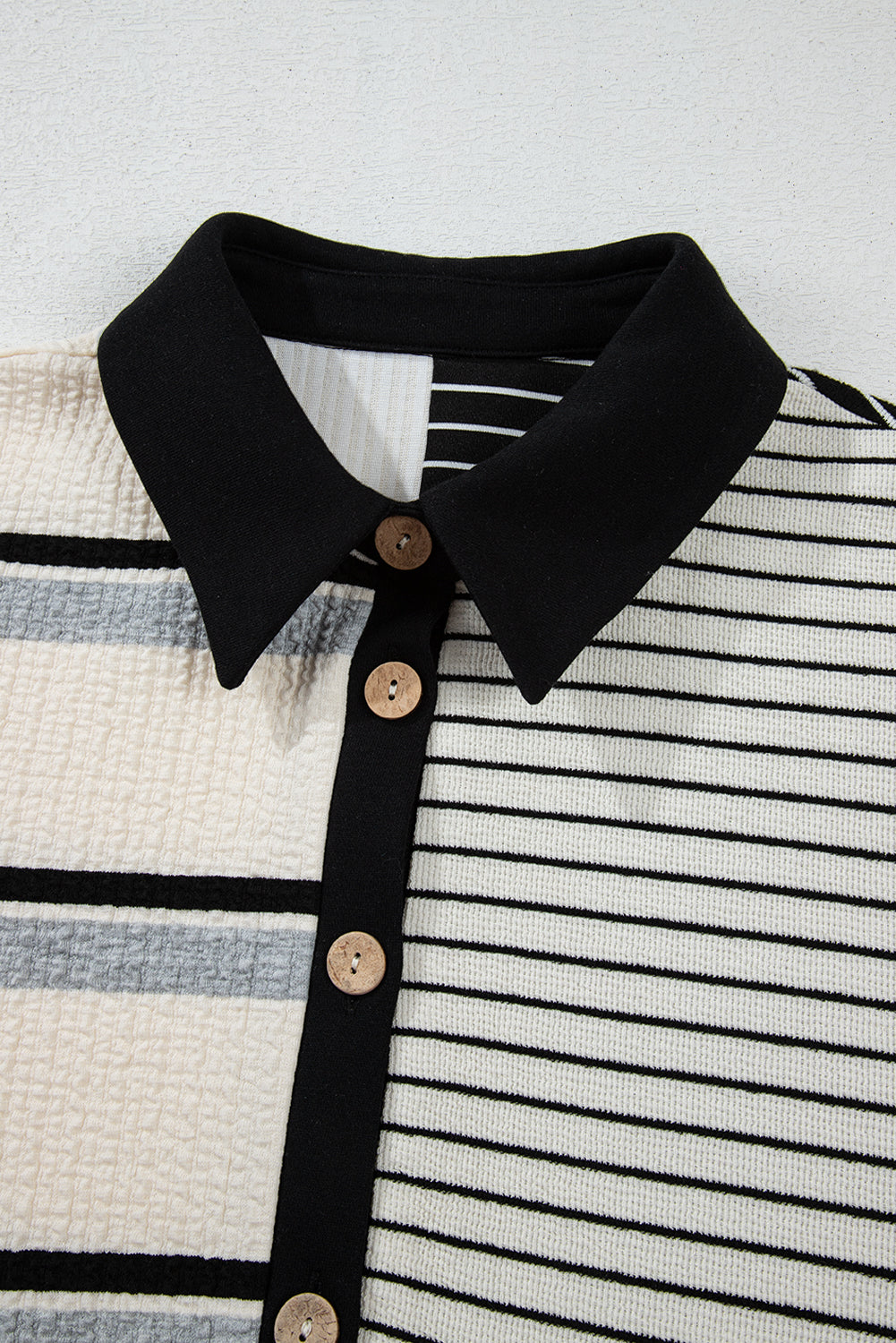 Black Stripe Colorblock Henley Mini Dress RTS