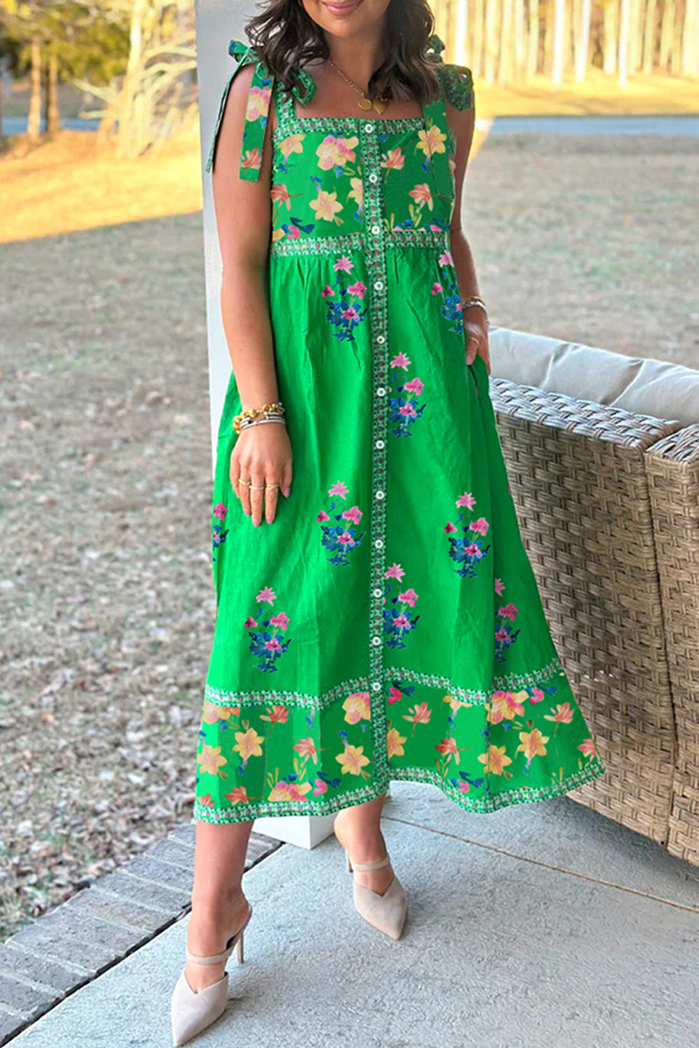 Green Floral Knot Strap Midi RTS