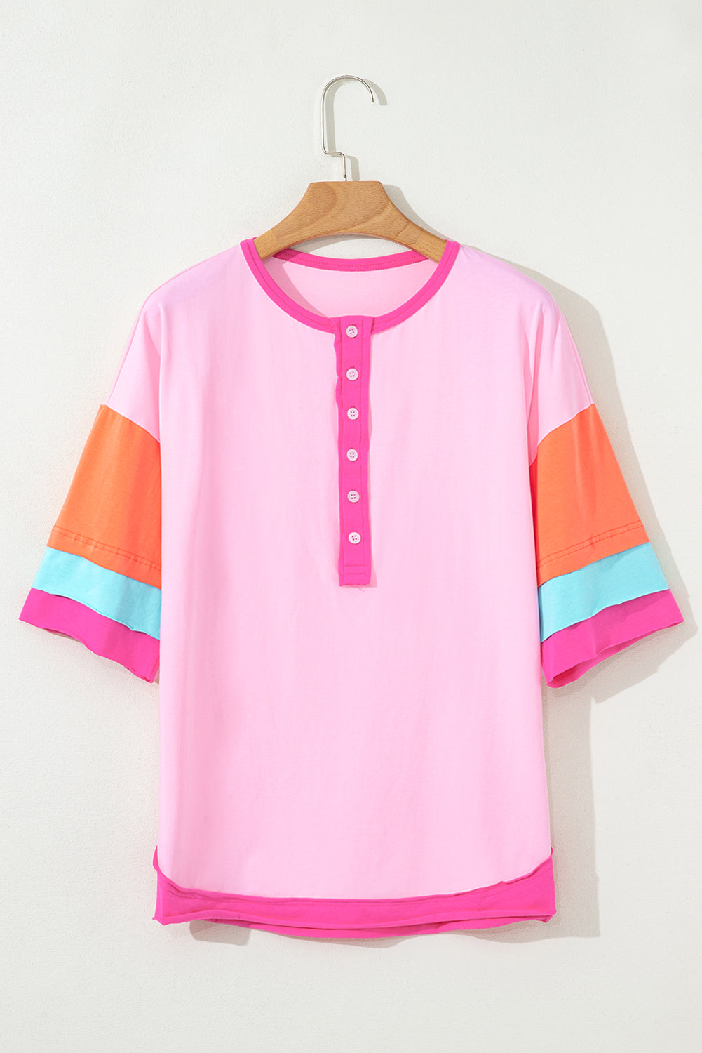 Half Sleeve Button Up Henley Top RTS