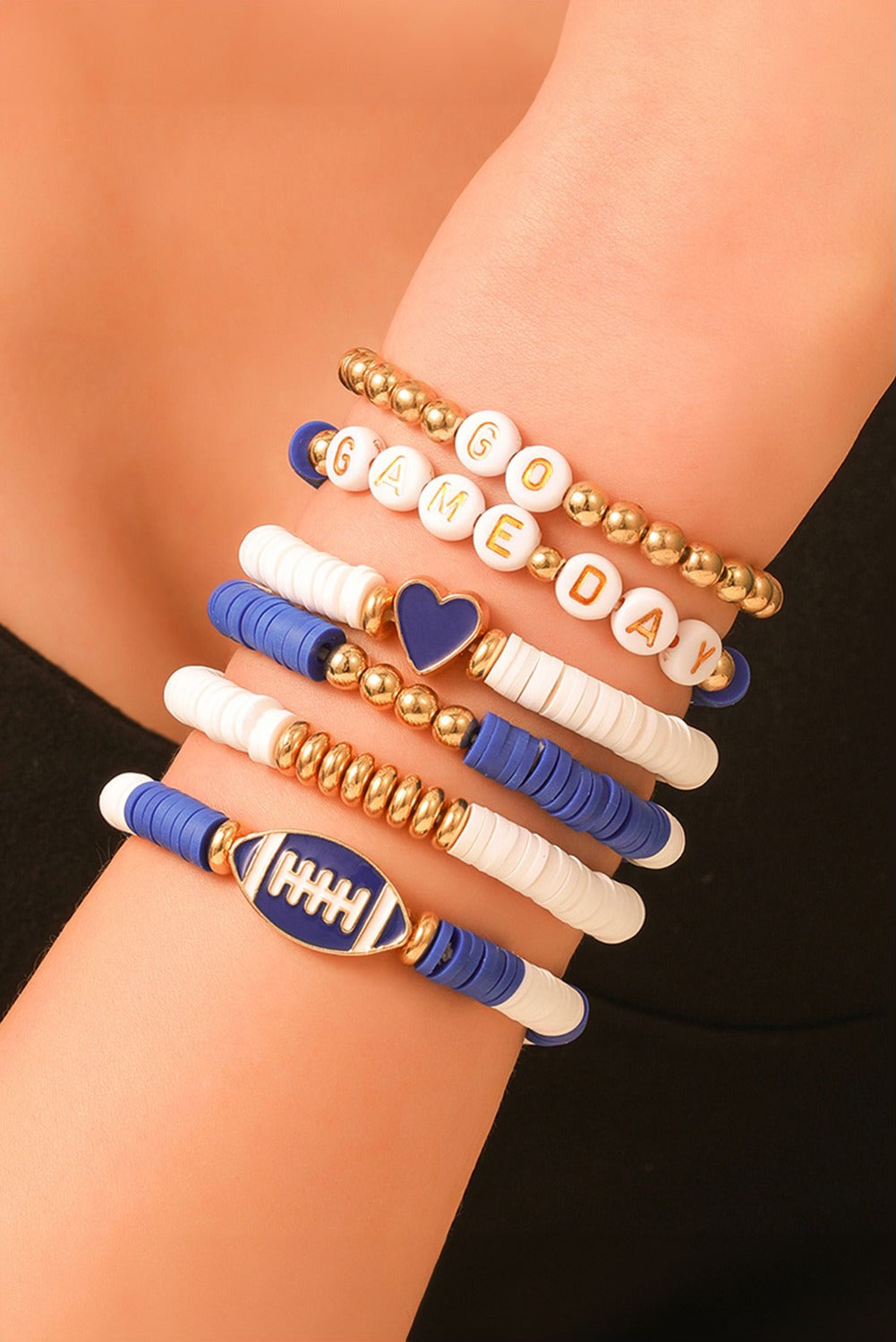 Blue Game Day Bracelet Stack RTS