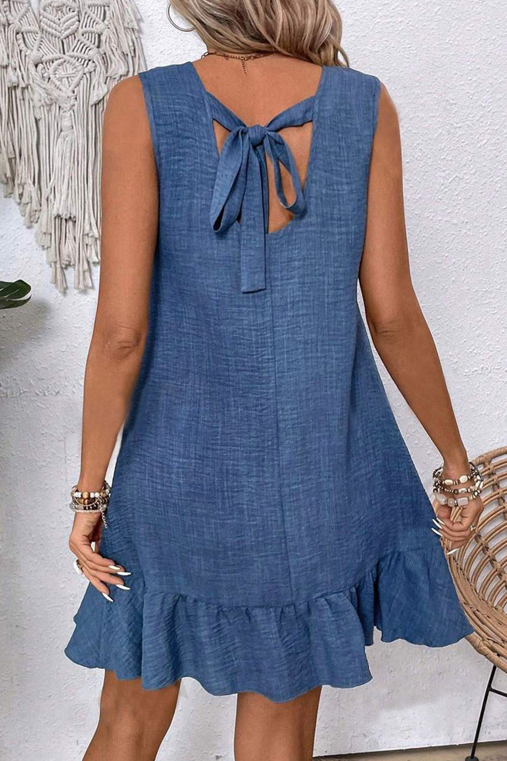 Knotted Scoop Back Mini Dress *Multiple Colors* RTS