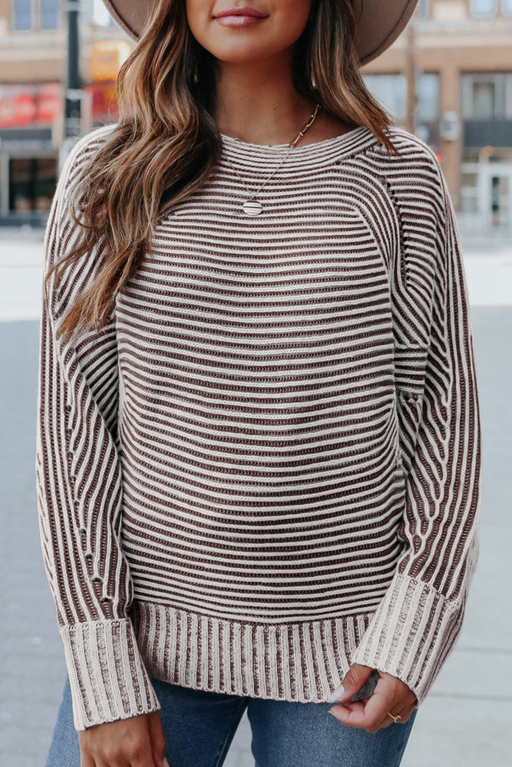 Striped Ribbed Knit Sweater *Multiple Colors* FB