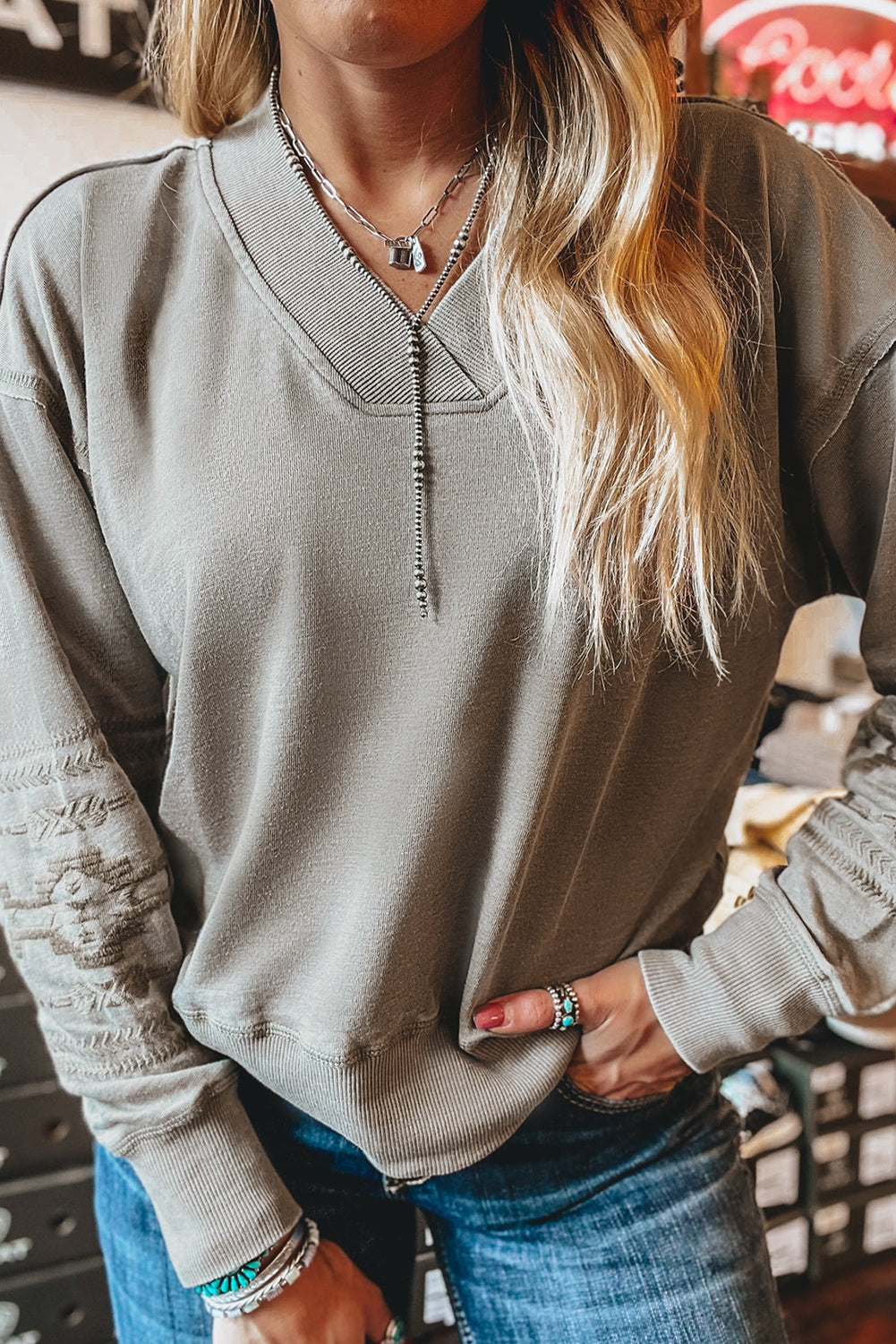 Aztec Sleeve Western Top September.