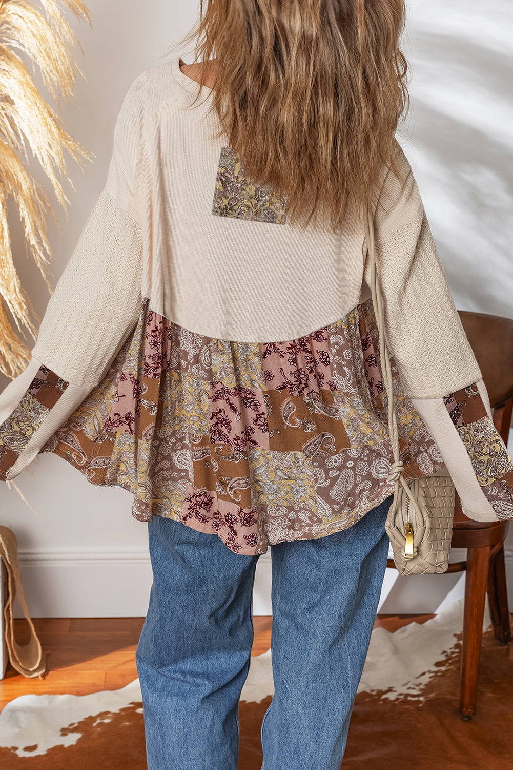 Beige Paisley Ethnic Print Top September.