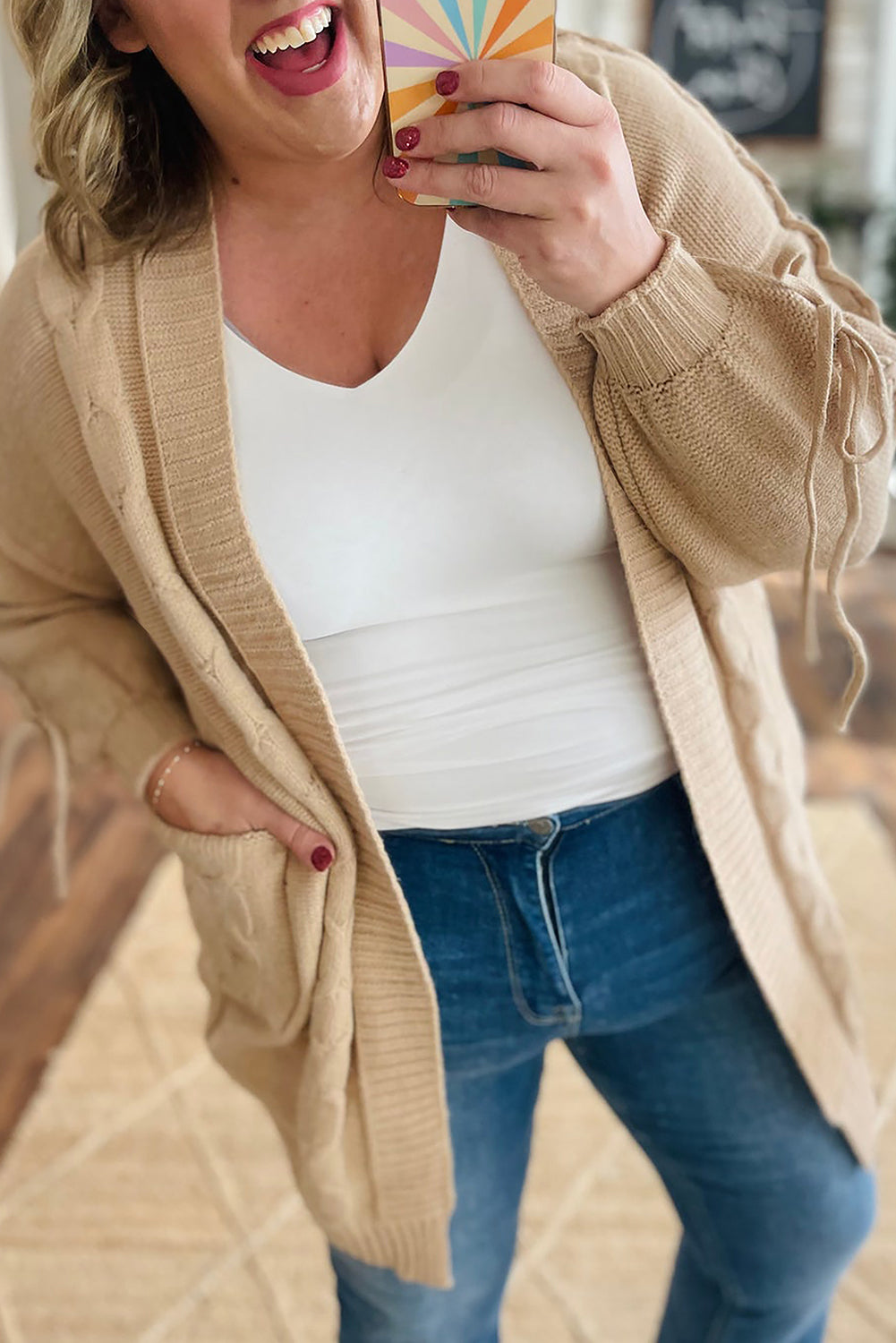 Cable Knit Plus Size Cardigan RTS