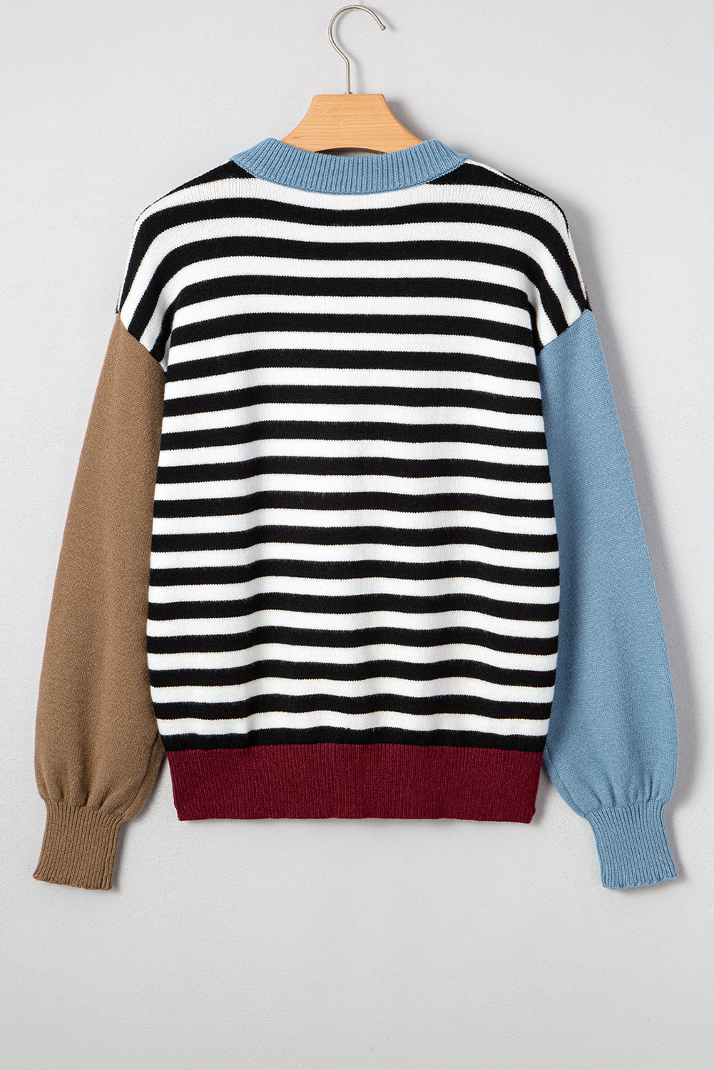Colorblock Stripe Panel Sweater September.