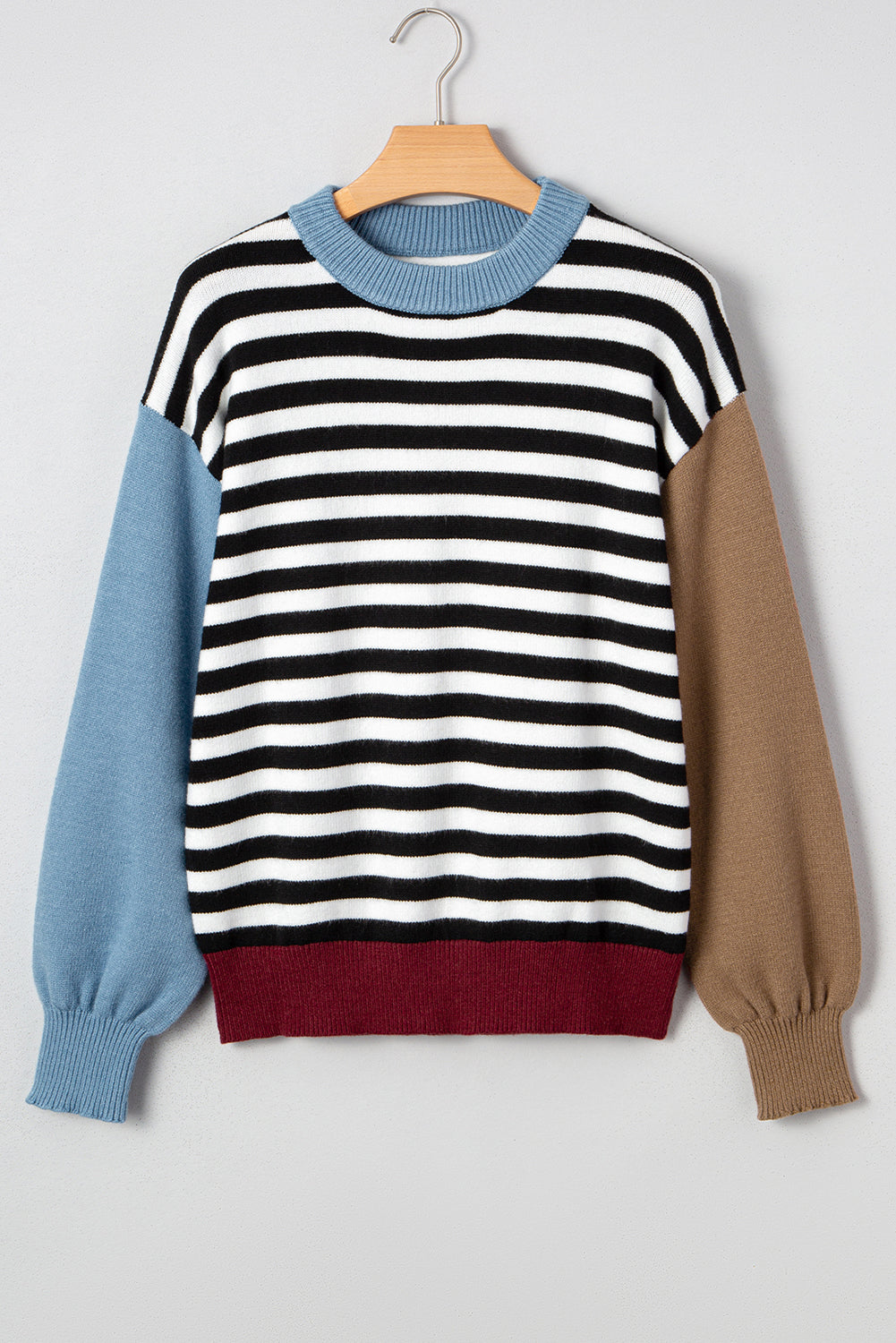 Colorblock Stripe Panel Sweater September.