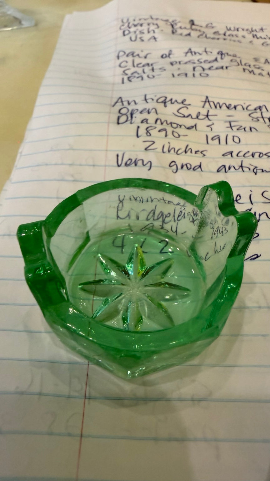 Vintage Green Pressed-Glass Open Salt