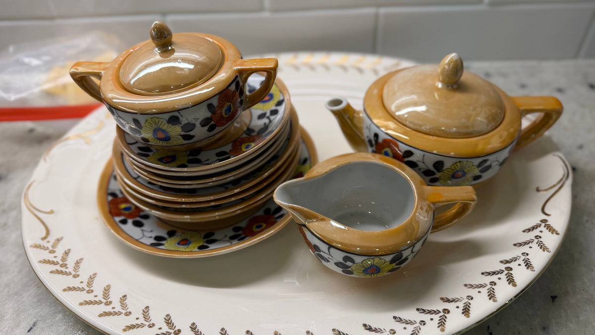 Vintage Child's Floral Lusterware Tea Set