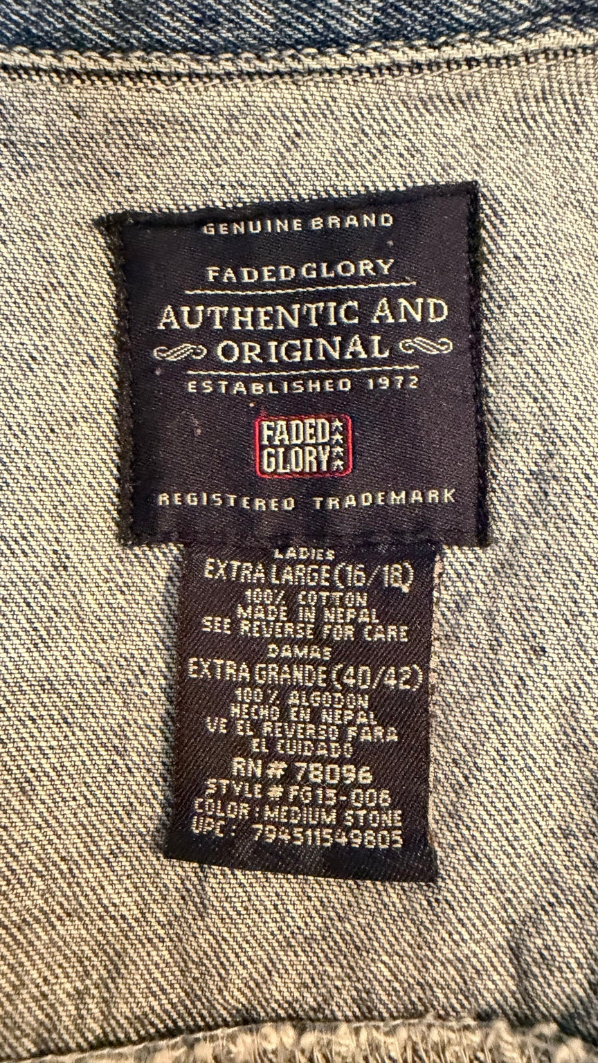 Faded Glory American Flag Denim Jacket