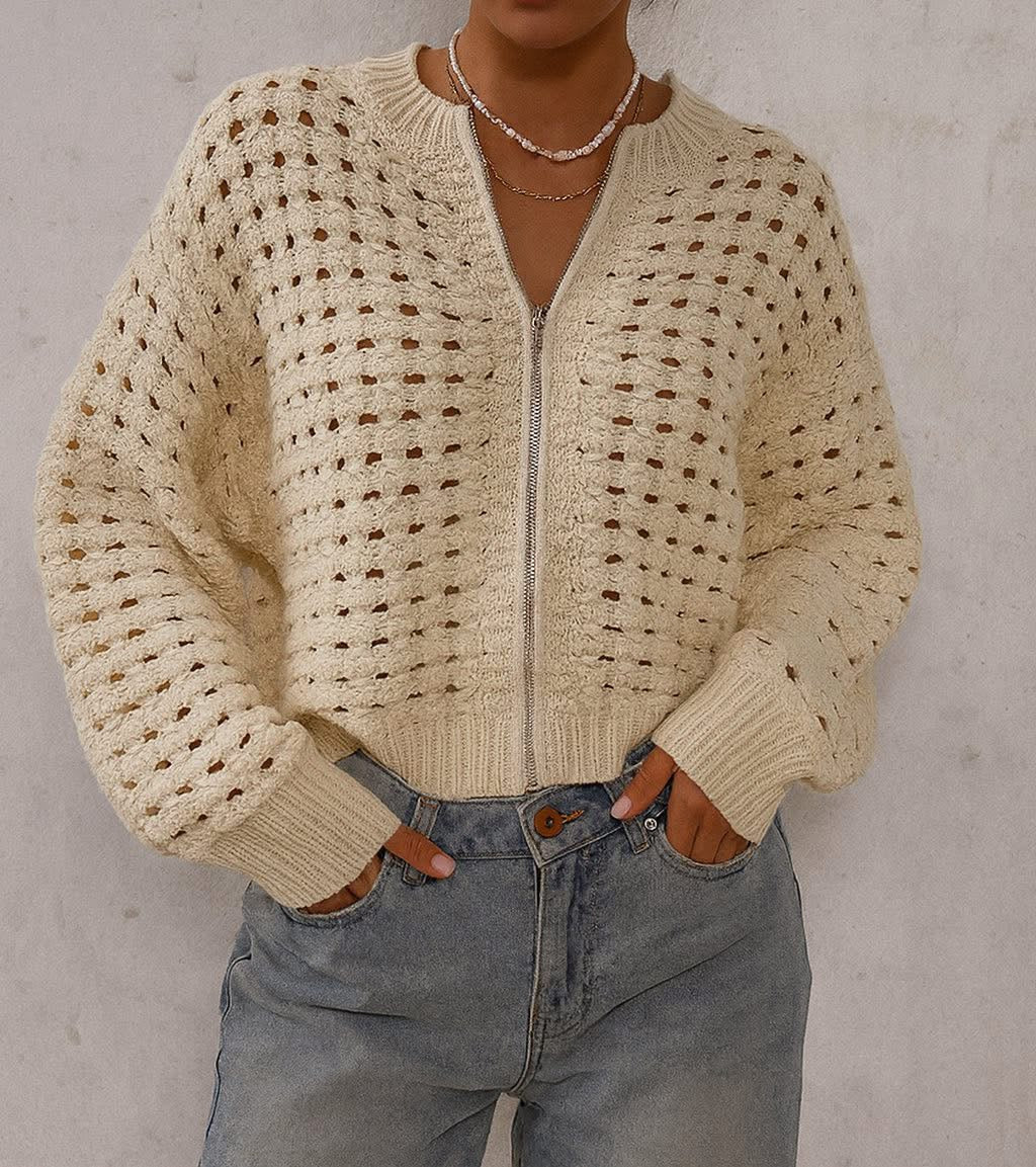 Hollow Knit Zip Cardigan RTS