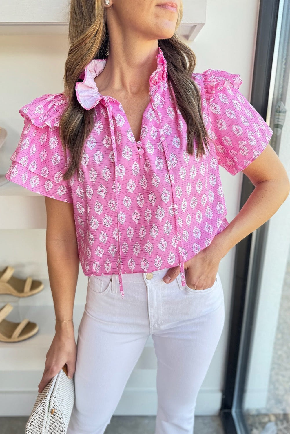 Pink Vintage Floral Blouse RTS