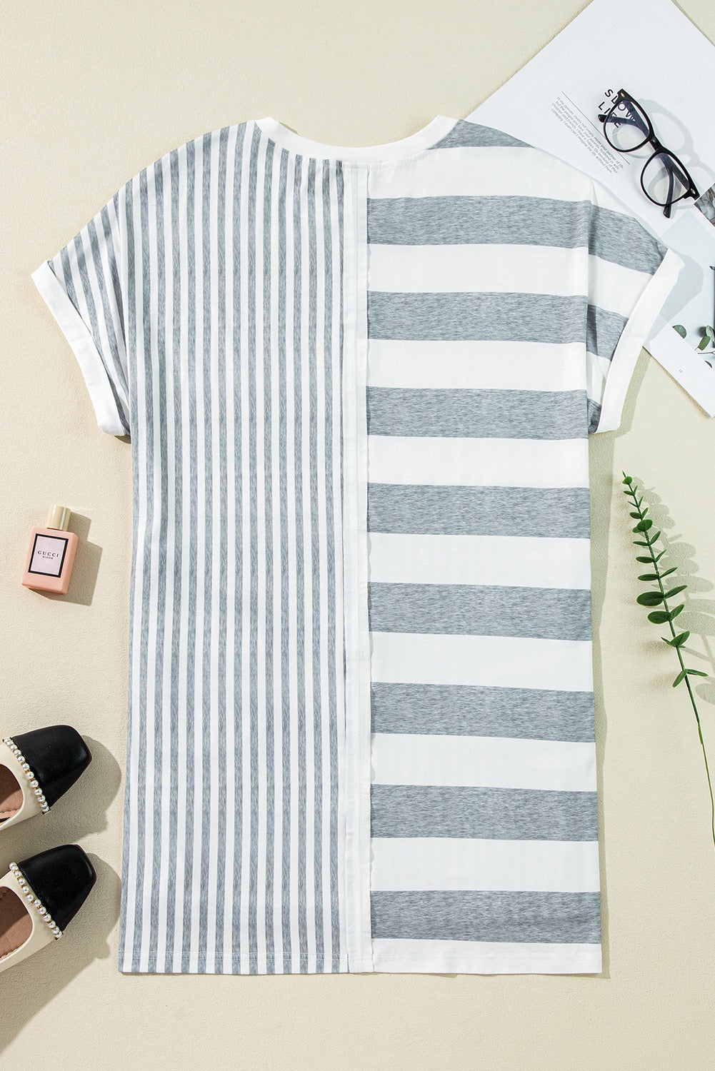 Grey Striped T Shirt Dress RTS