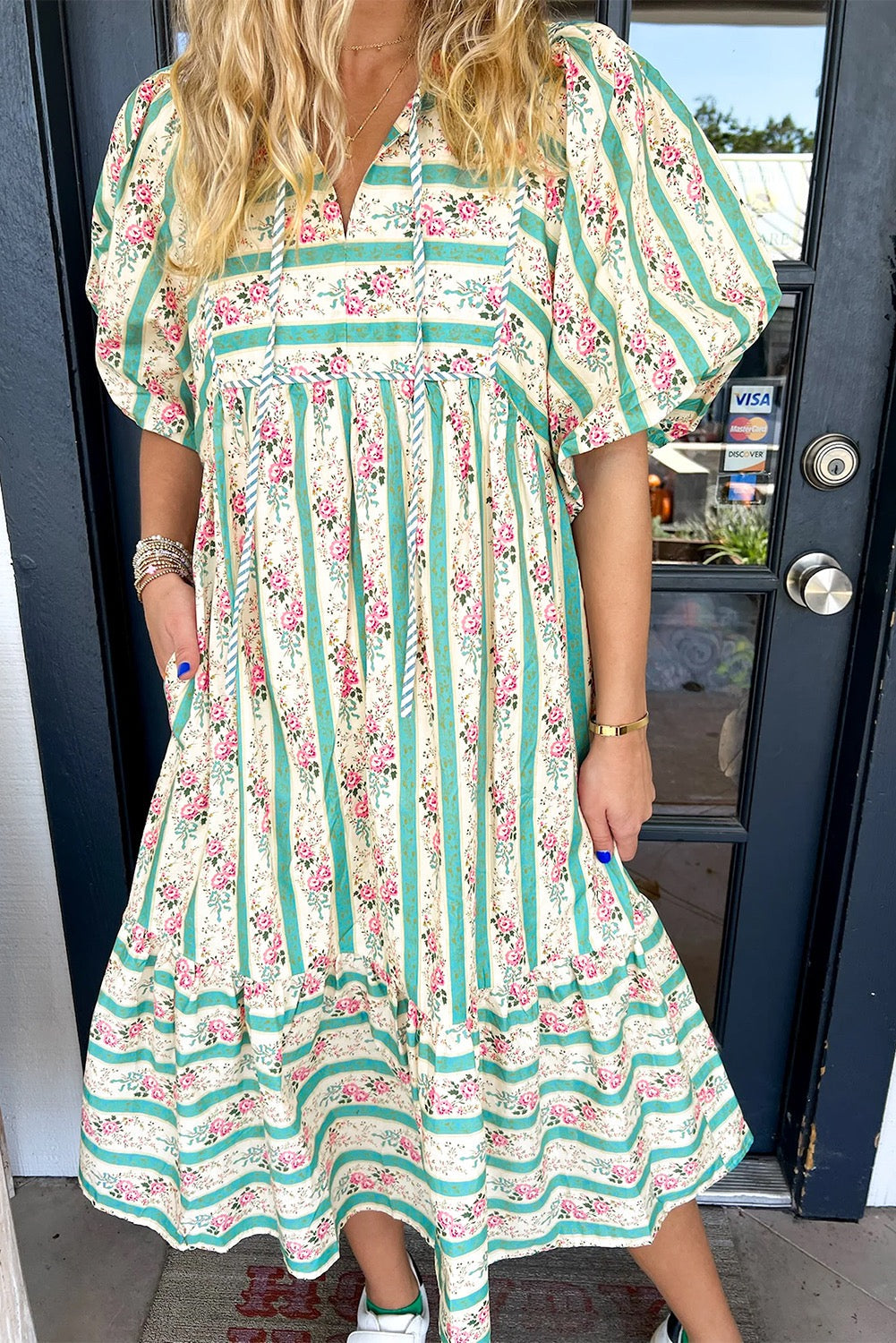 Green Striped Floral Midi LT