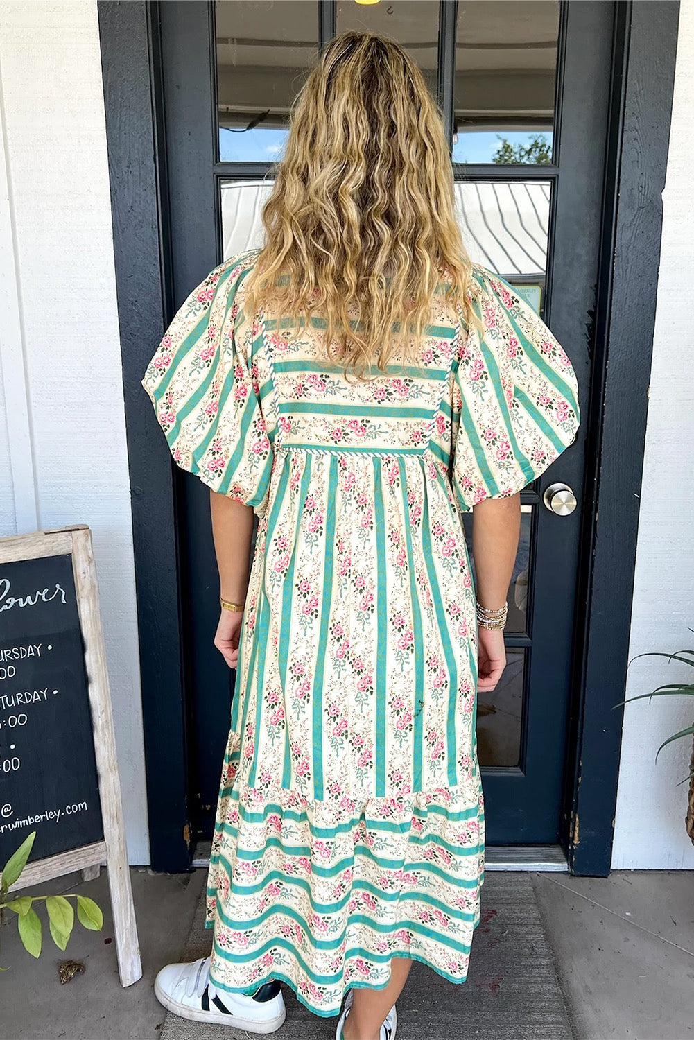 Green Striped Floral Midi LT