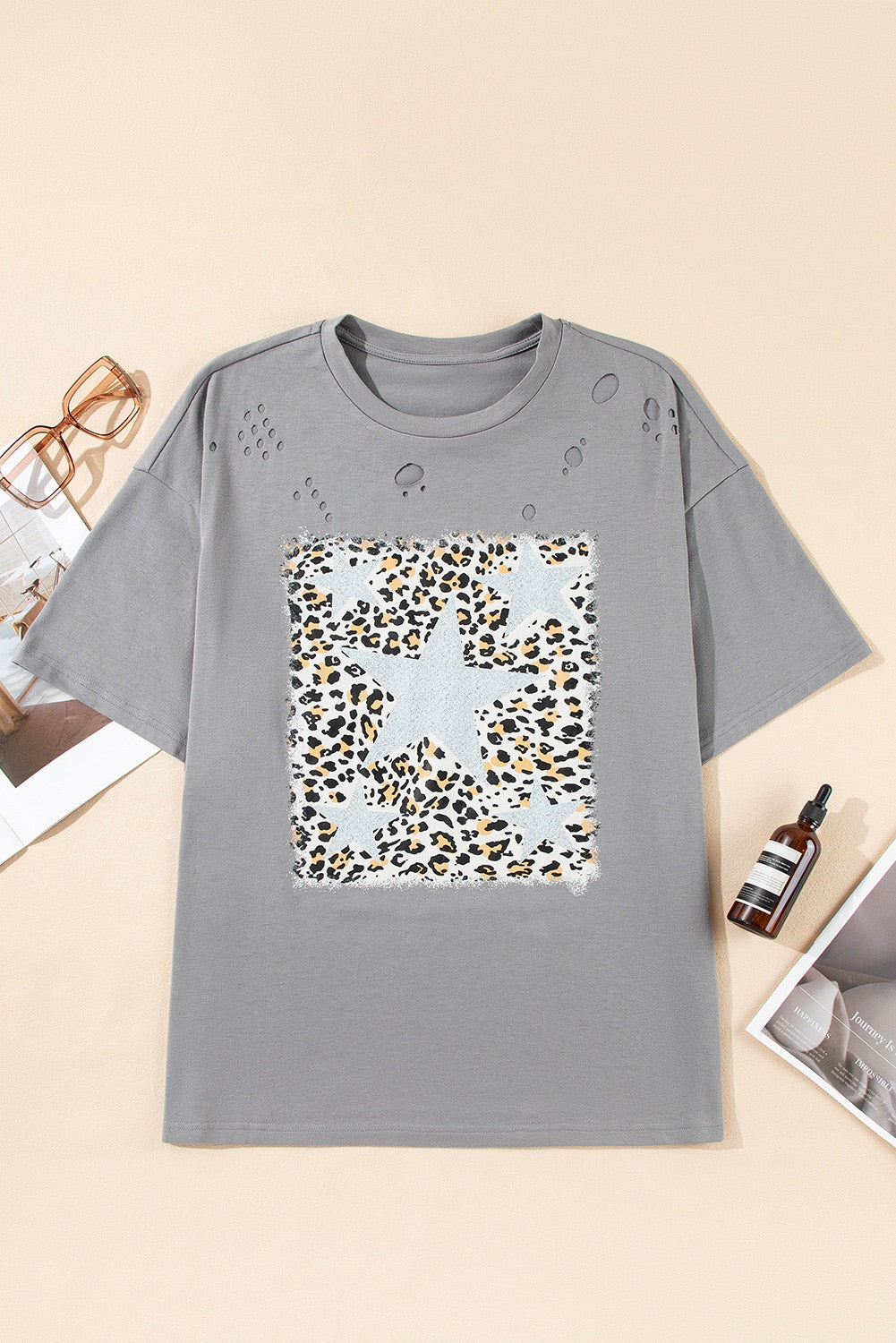 Grey Leopard Star Top LT