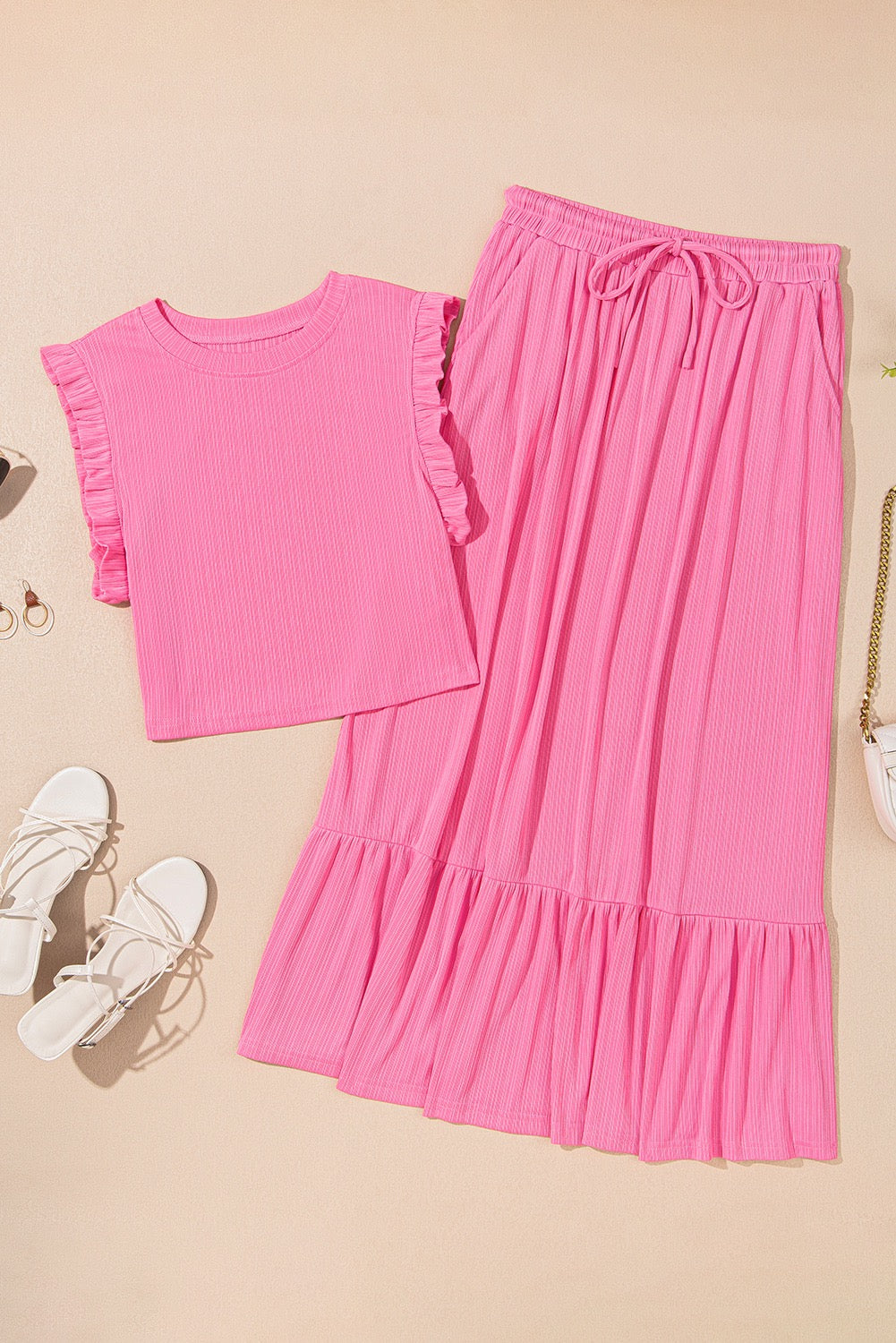 Pink Skirt Crop Set LT