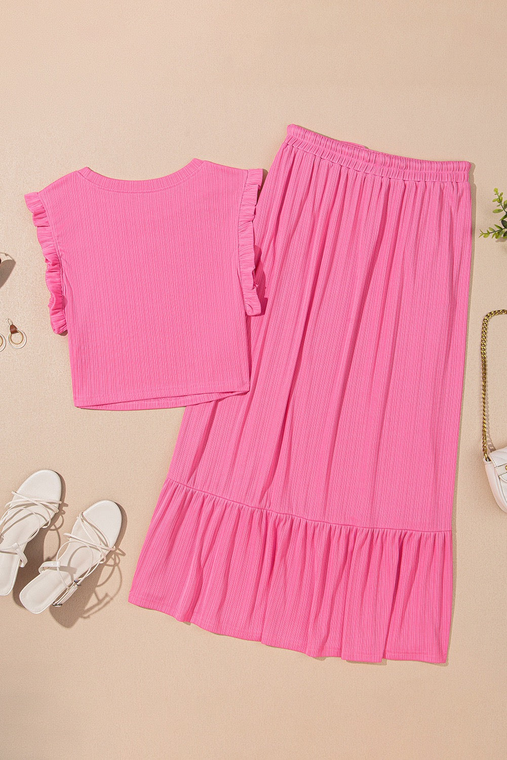 Pink Skirt Crop Set LT
