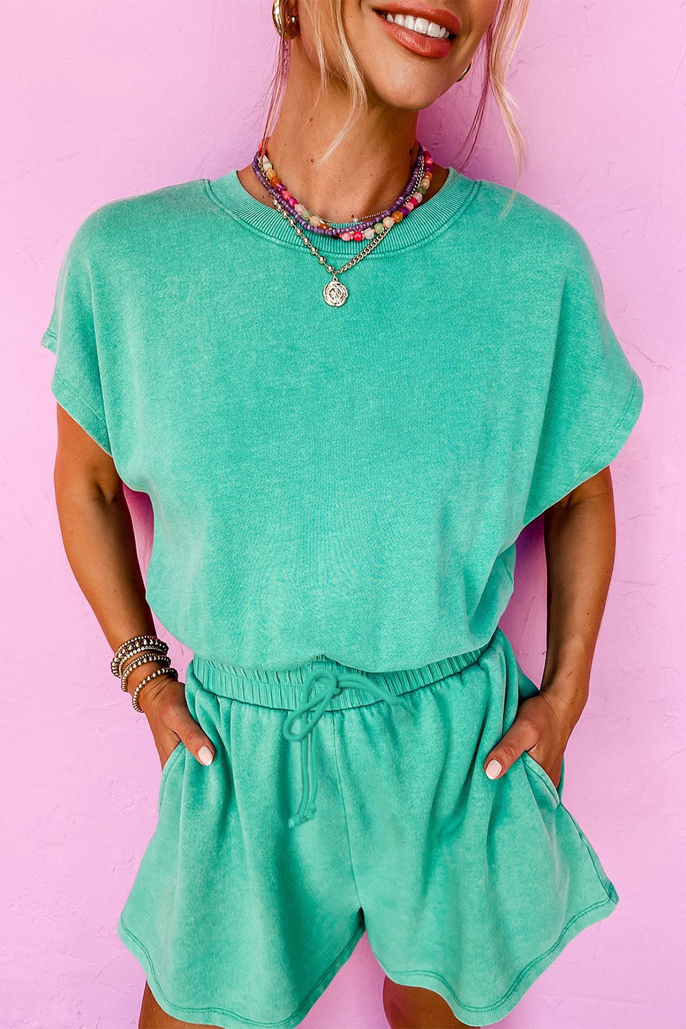 Green Mineral Wash Romper LT