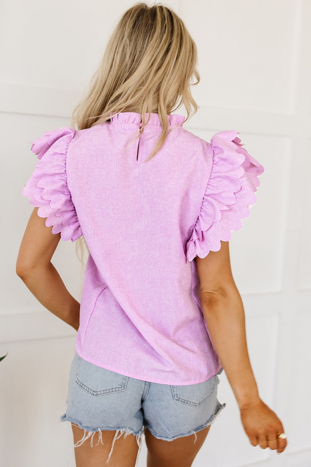 Pink Scalloped Sleeve Top LT