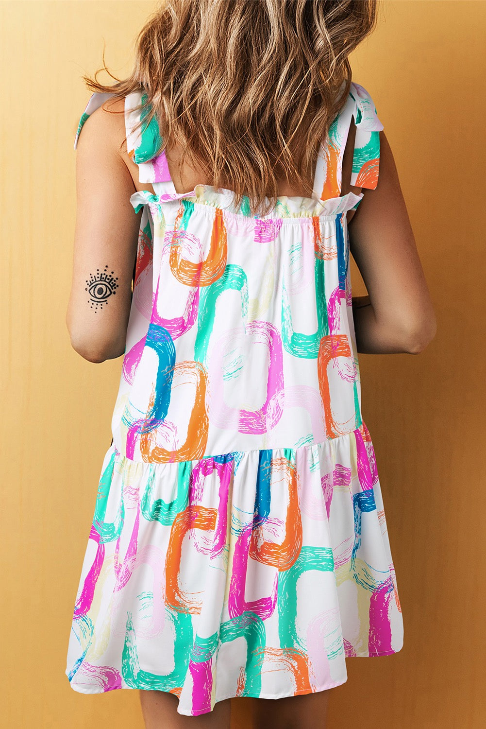 White Abstract Knot Strap Dress LT