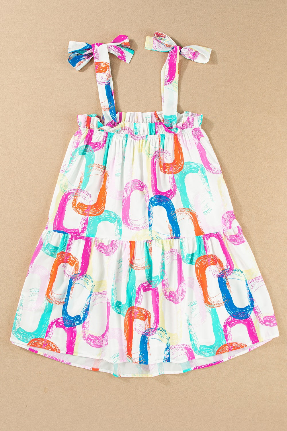 White Abstract Knot Strap Dress LT