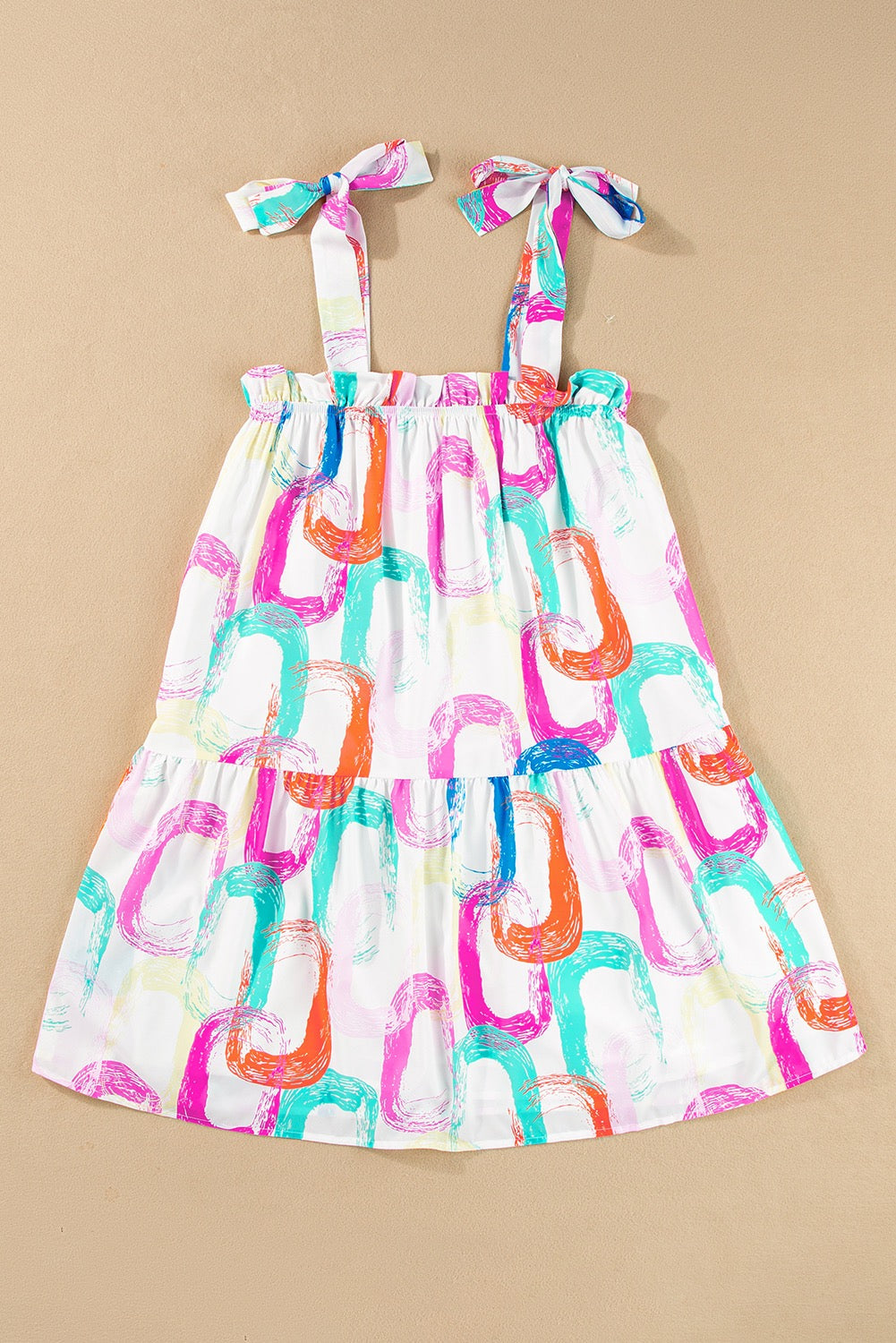 White Abstract Knot Strap Dress LT