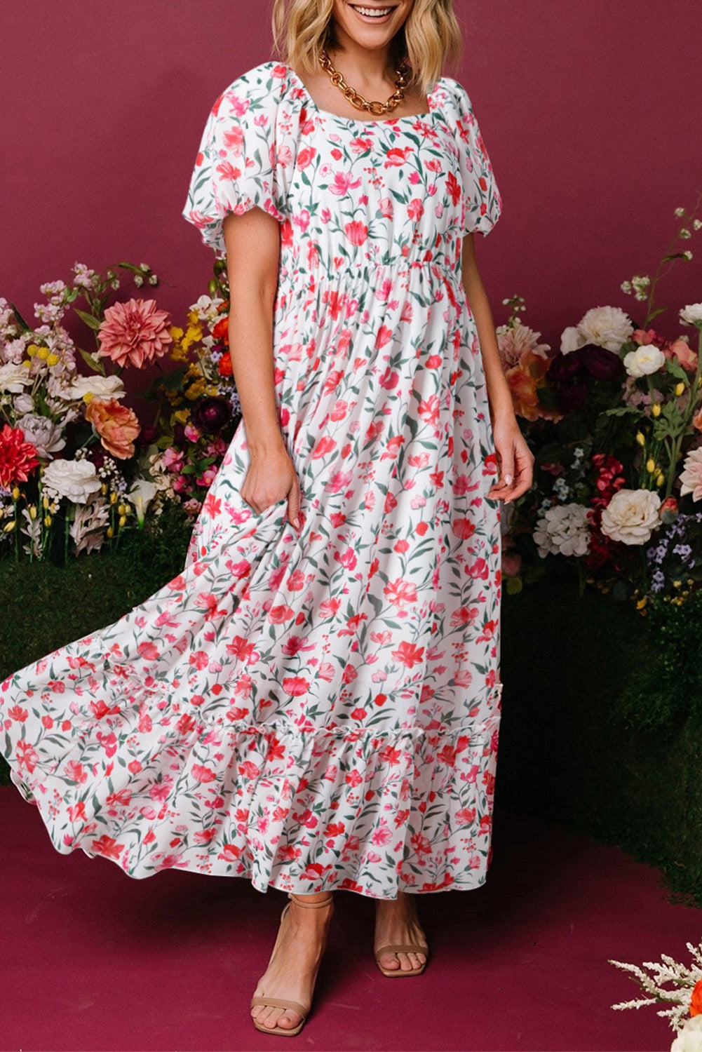 White Floral Maxi Dress LT