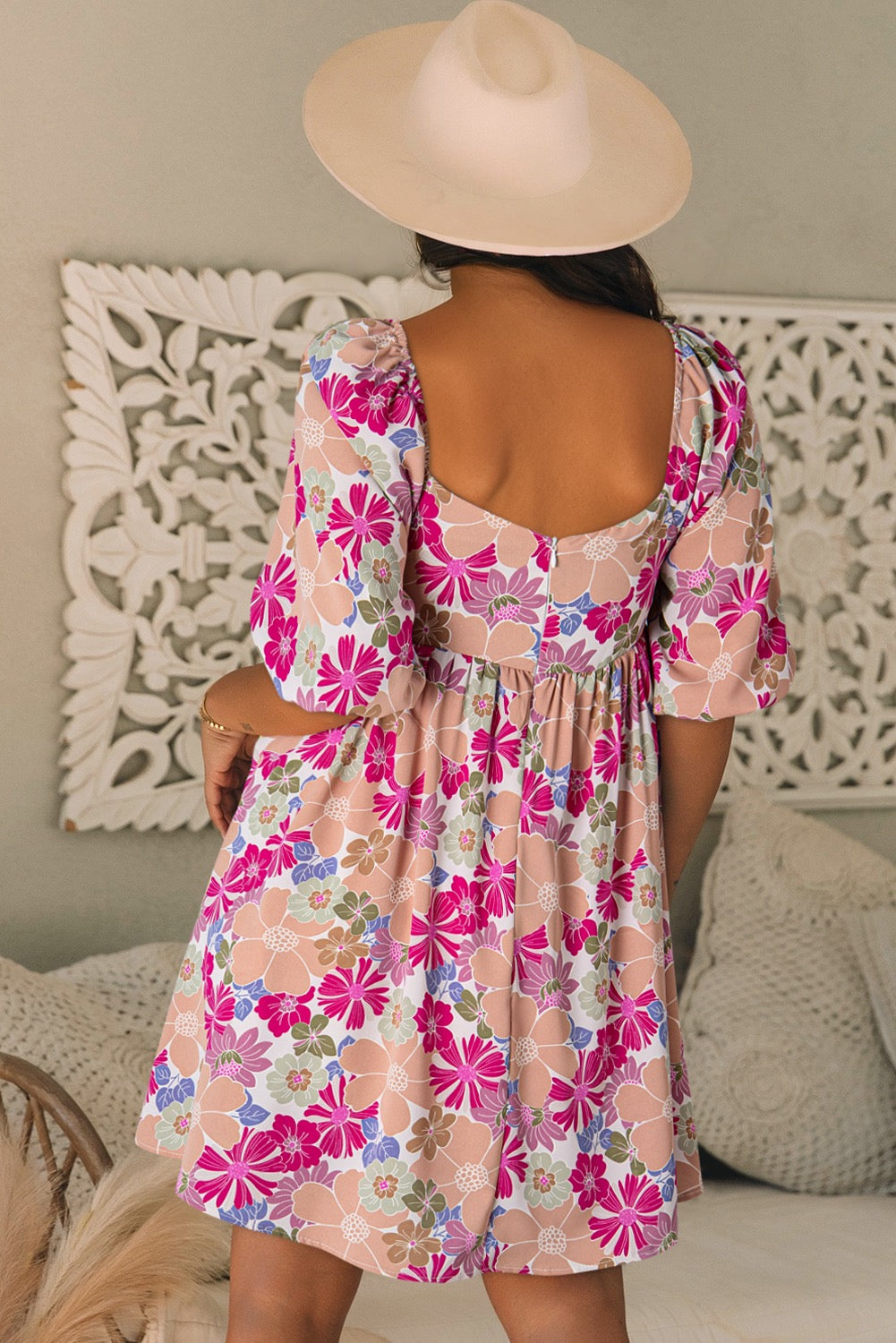 Purple Floral Mini Dress RTS