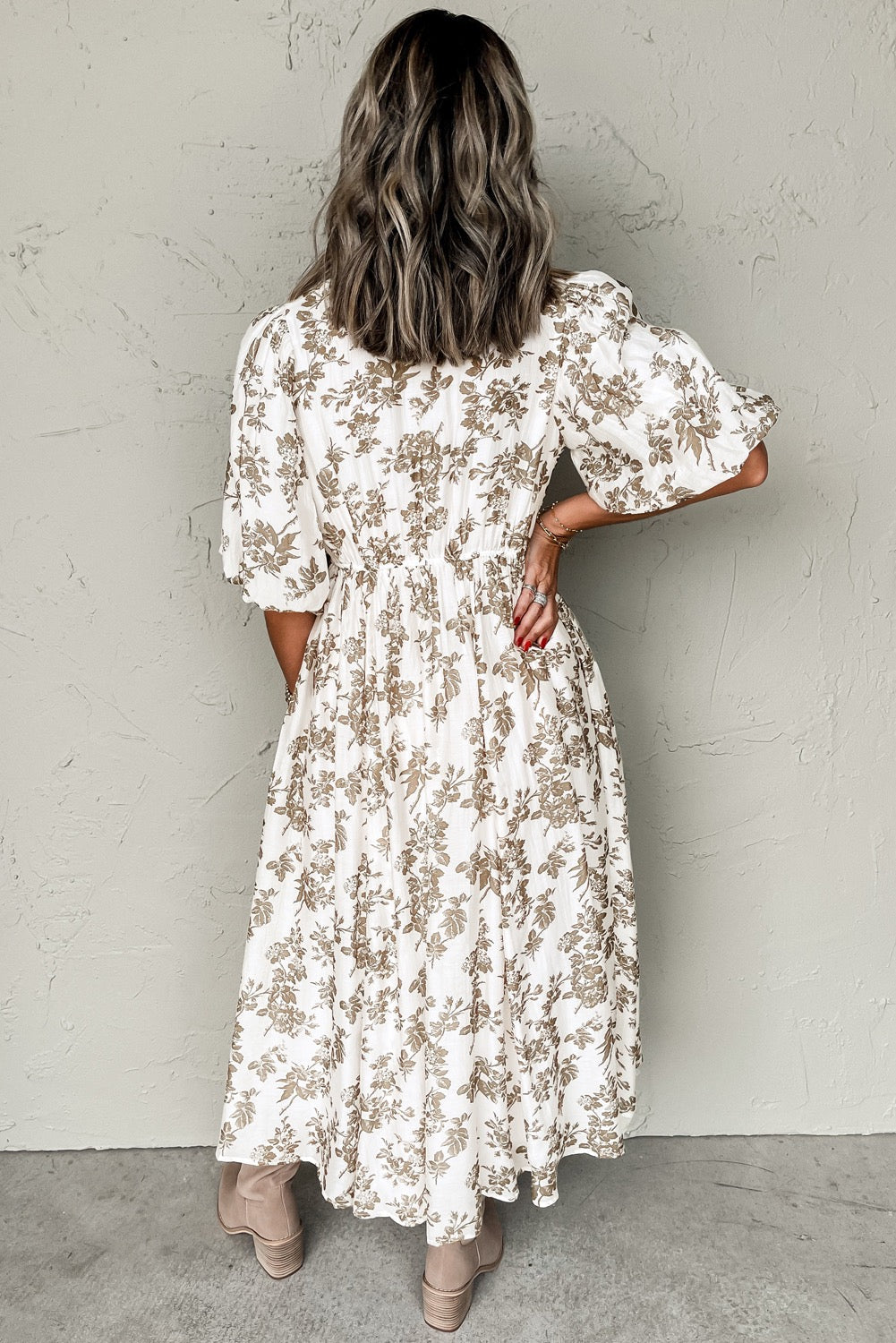 Khaki Floral Button Maxi LT