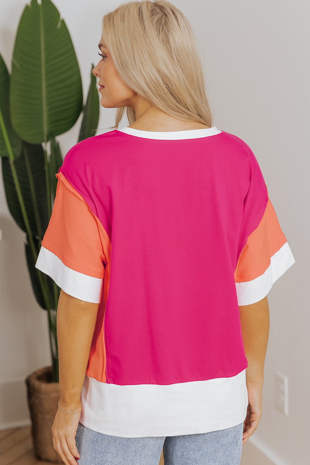 Pink Colorblock T Shirt LT