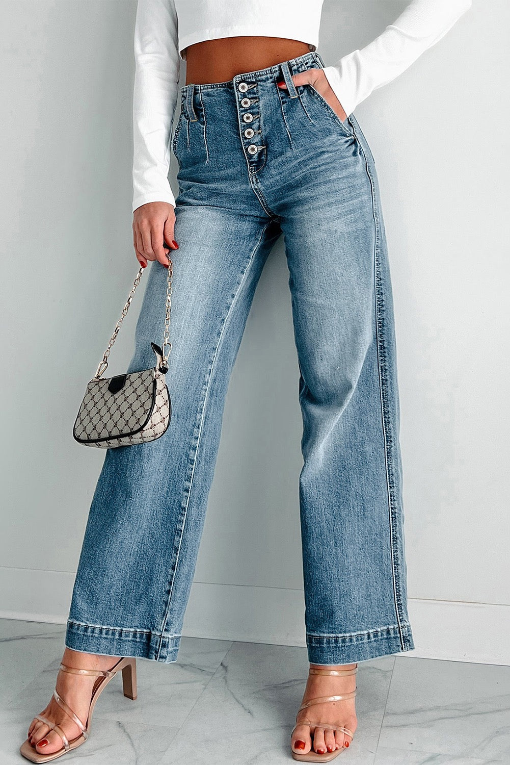 Medium Wash Straight Loose Jeans LT