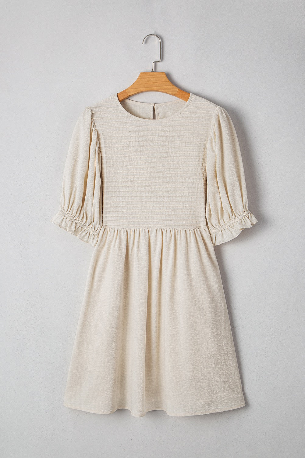 White Textured Ruffled Dress LT