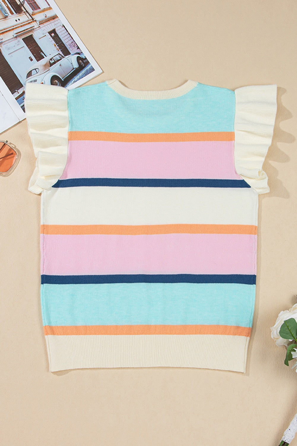 Flutter Sleeve Striped Sweater LT