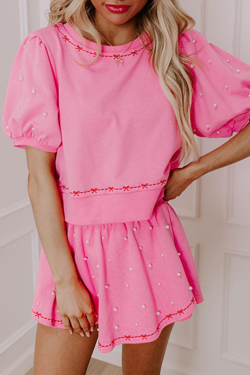 Pink Pearl Bow Print Set LT