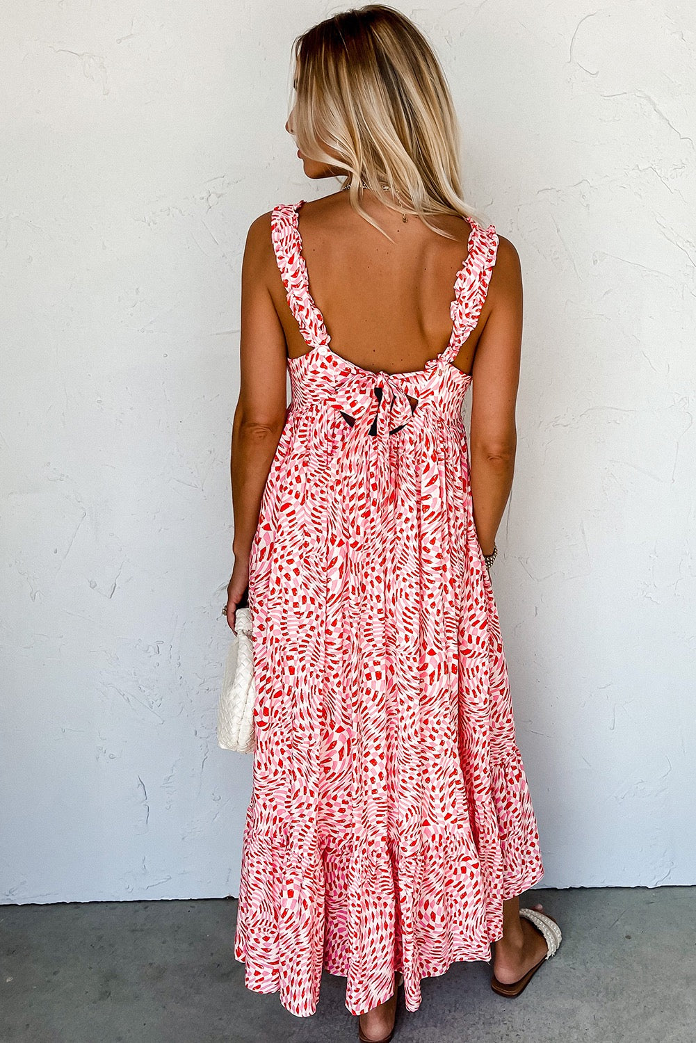 Pink and Red Print Midi Dress LT