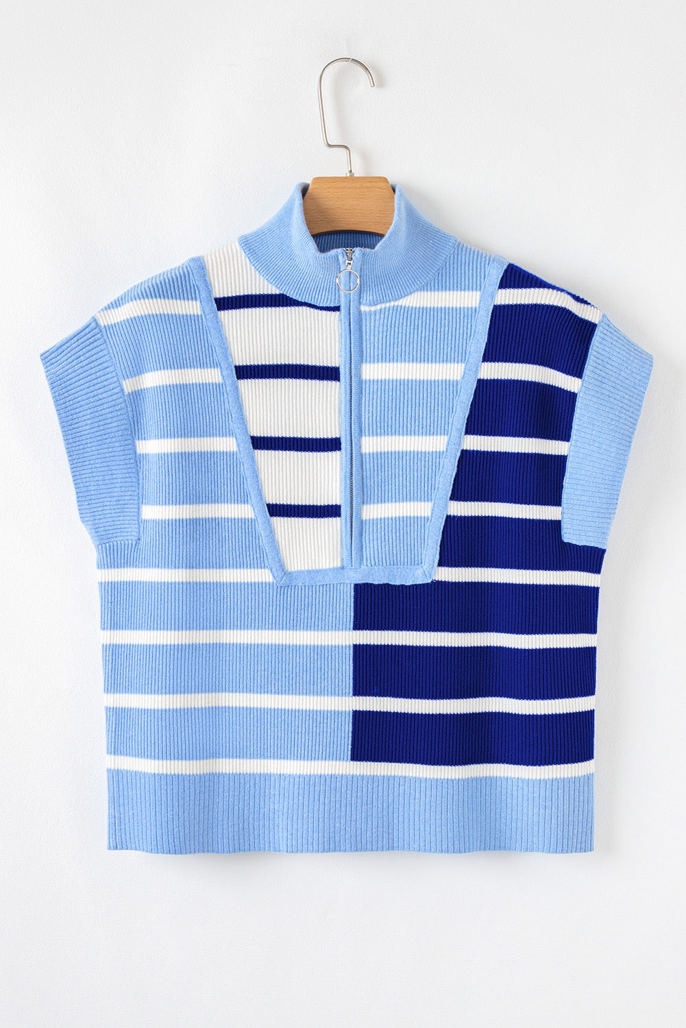Blue Colorblock Striped Sweatervest LT