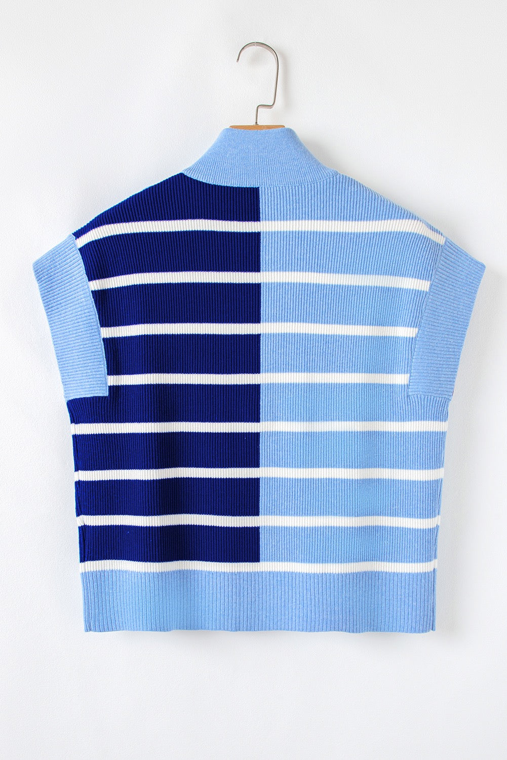 Blue Colorblock Striped Sweatervest LT
