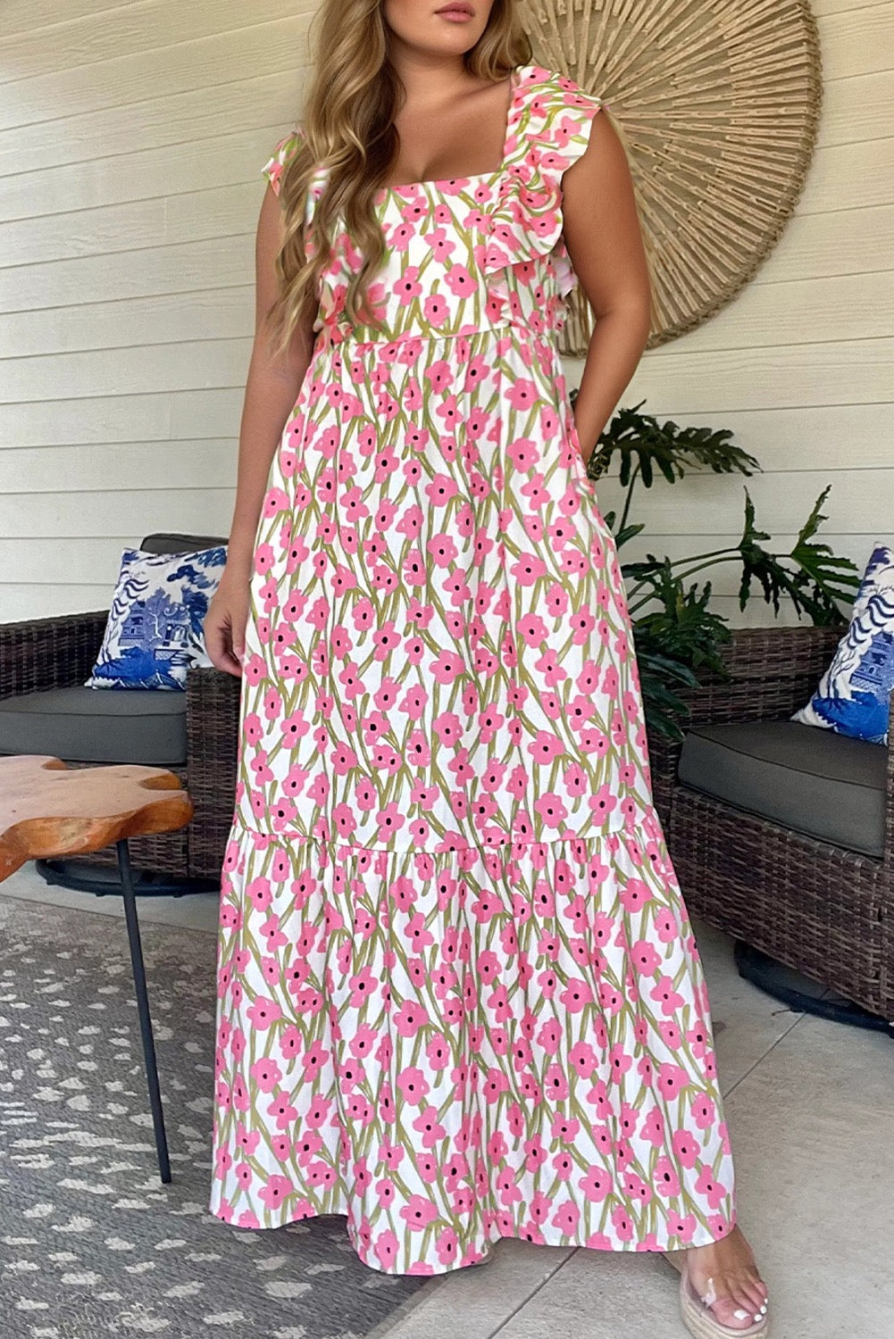 Pink Floral Plus Size Maxi LT