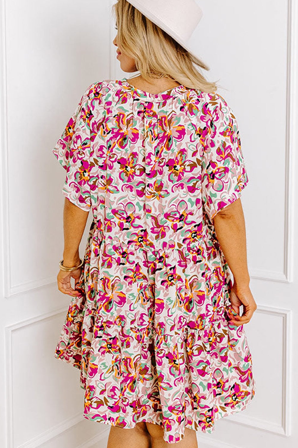 White Abstract Floral Plus Size Dress LT