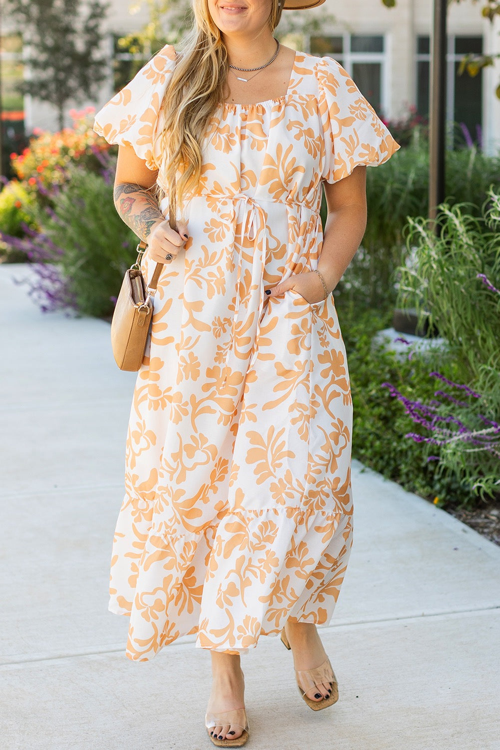 Orange Floral Plus Size Maxi LT