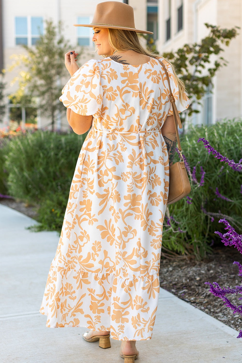 Orange Floral Plus Size Maxi LT