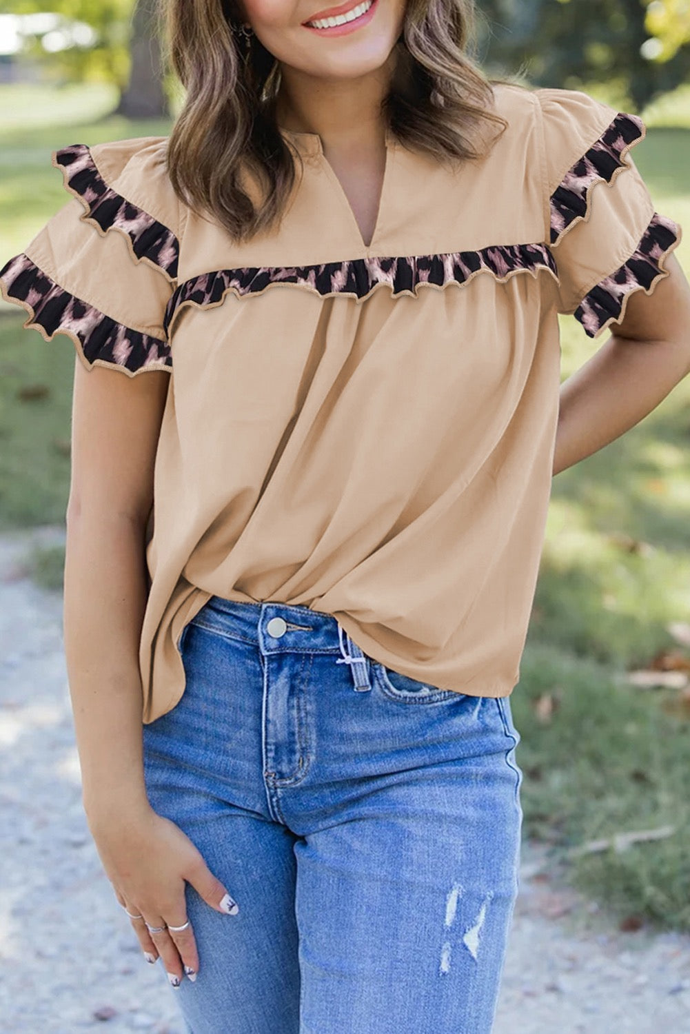 Leopard Ruffles Blouse LT