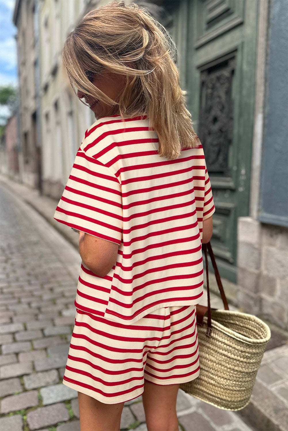 Red Stripe Lace-up Set LT