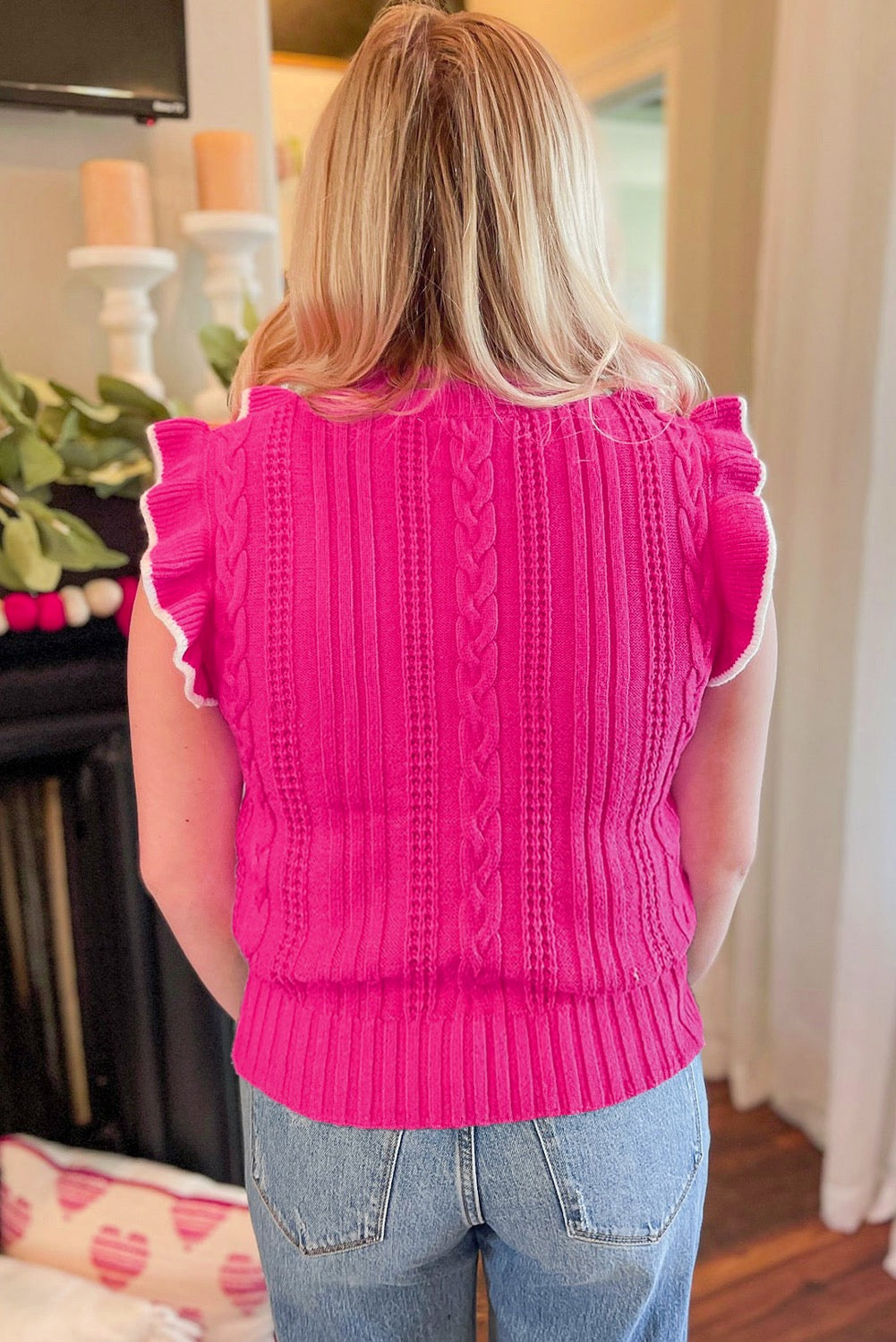 Pink Ruffle Sweater Tank LT