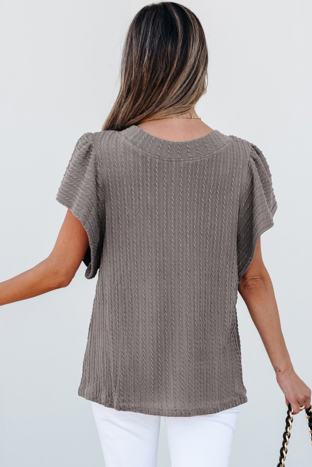 Grey Flutter Blouse RTS