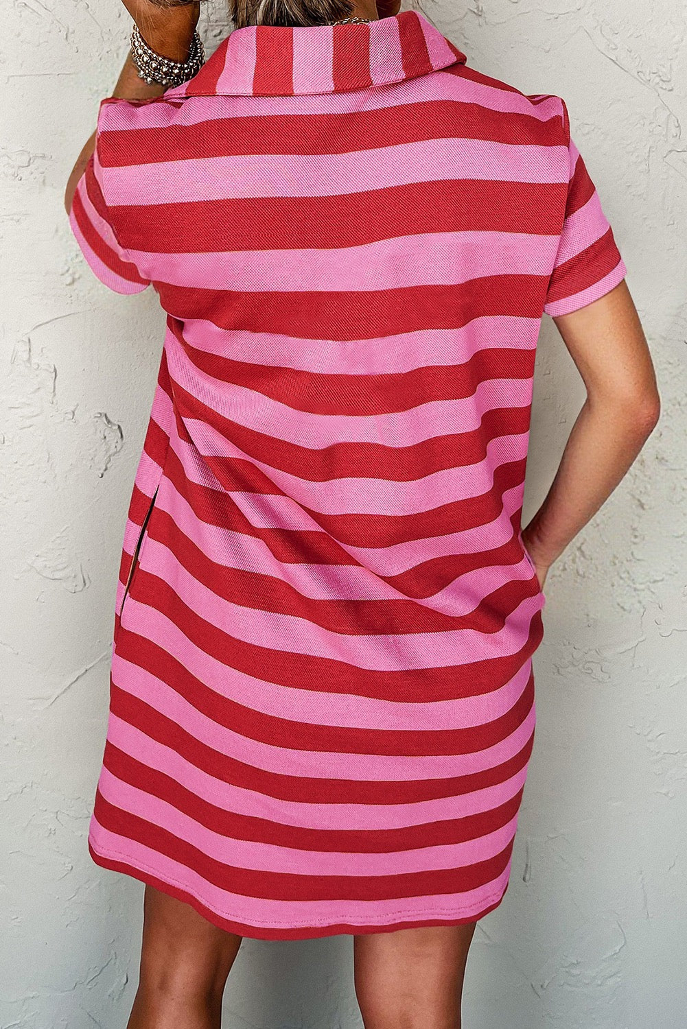 Pink and Red Striped Shift Dress RTS