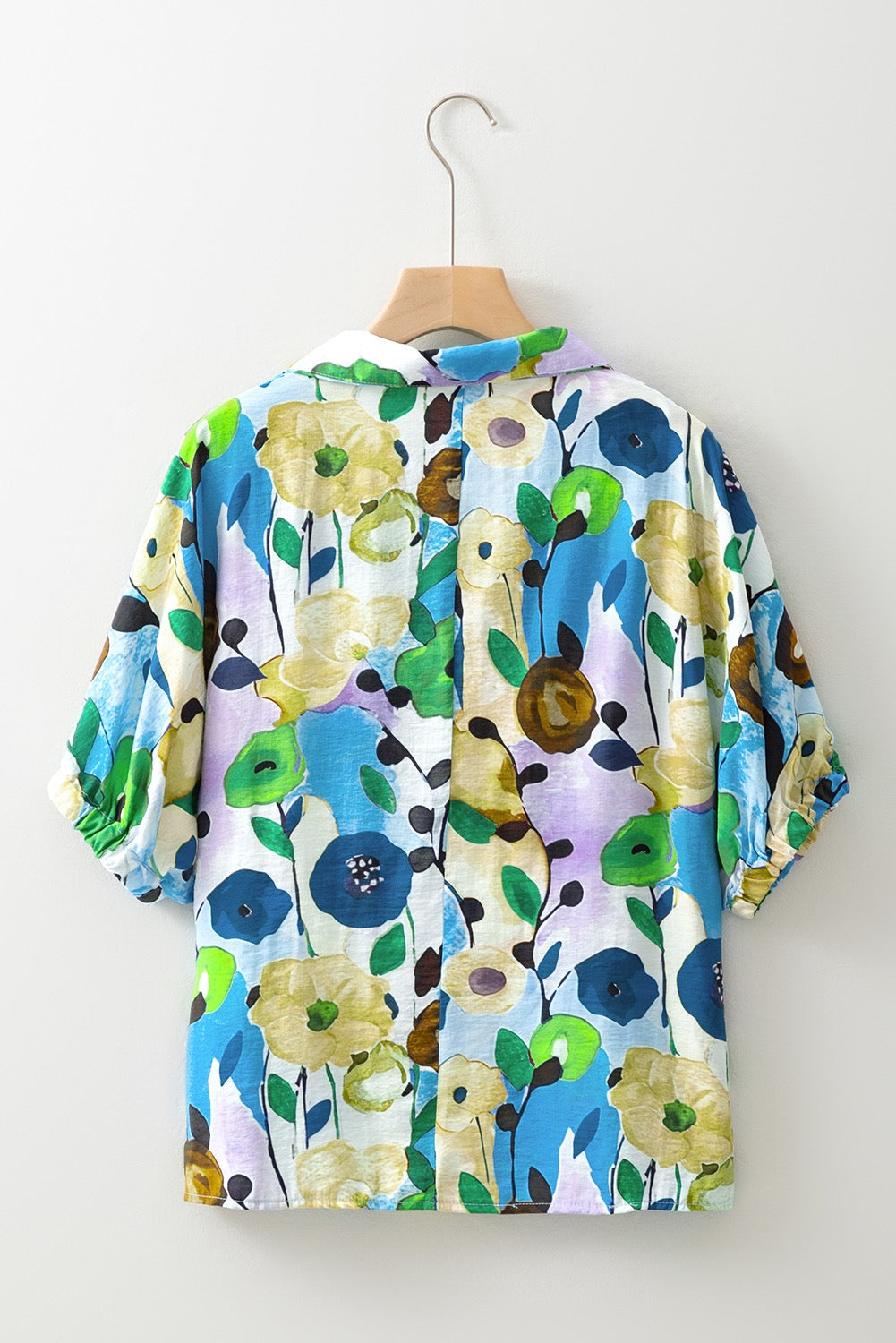 Floral Stripe Collar Blouses LT