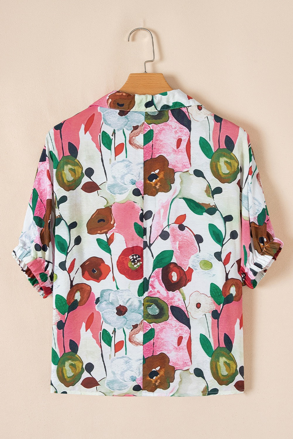 Floral Stripe Collar Blouses LT