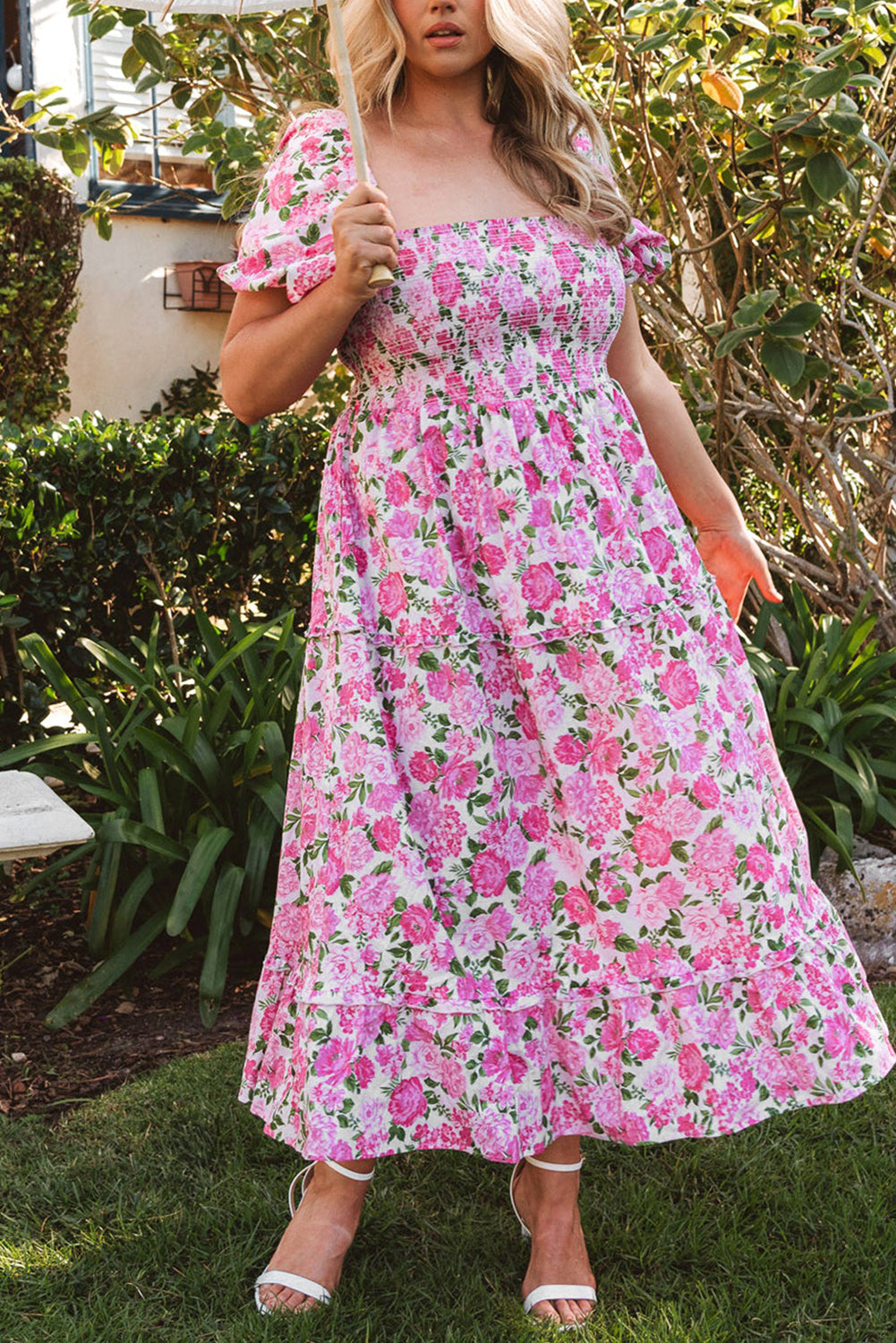 Pink Dainty Floral Smocked Dress RTS